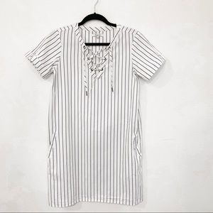 Madewell striped dress with lacing - size small